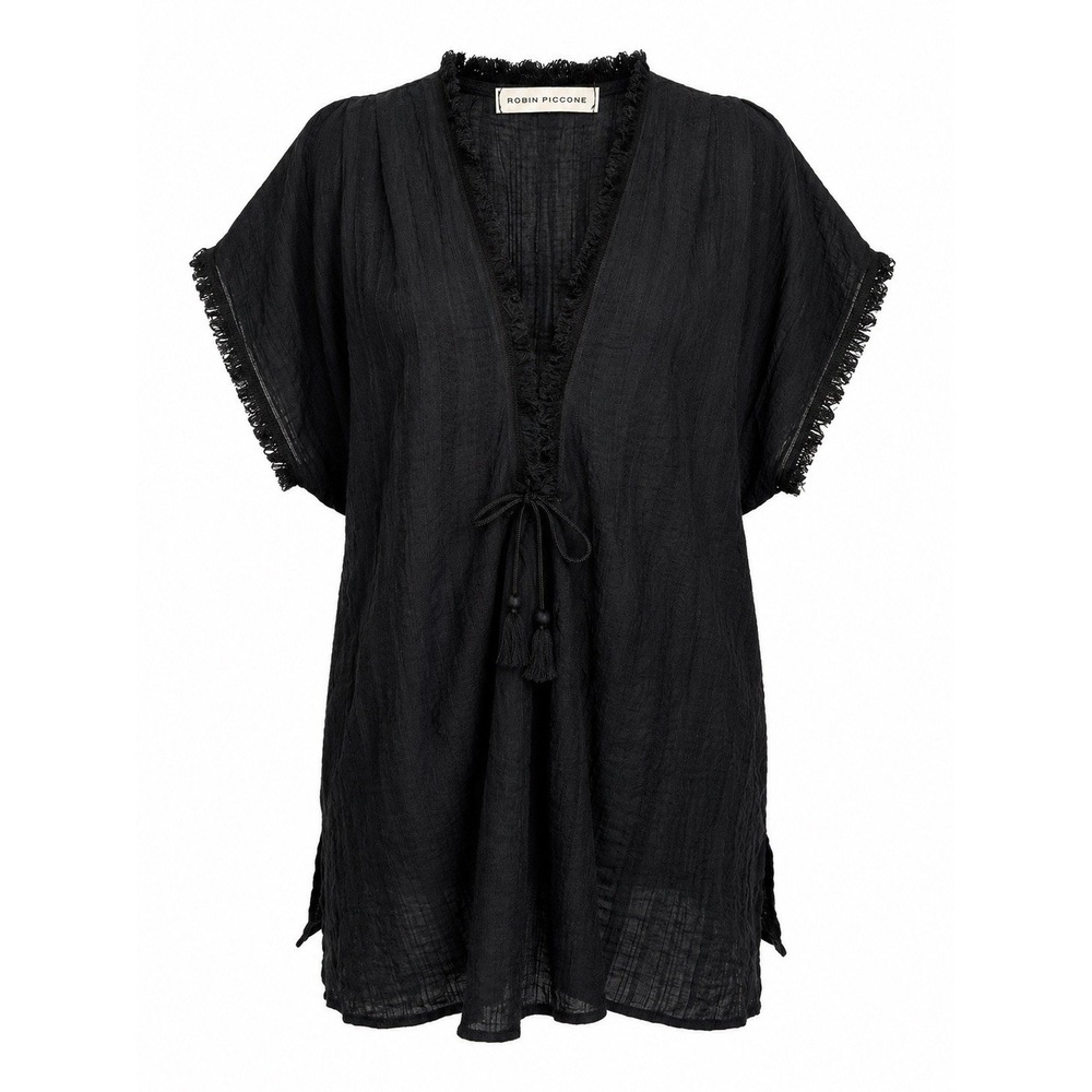 Robin Piccone Cover Up XS Tassel Boho Resort Beach Kaftan Quiet Luxury Tunic